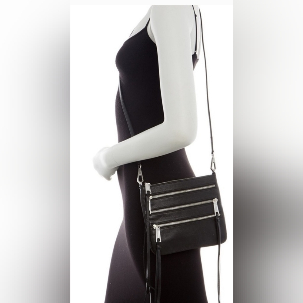 Black Leather Crossbody Bag/ Rebecca Minkoft